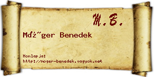 Móger Benedek névjegykártya